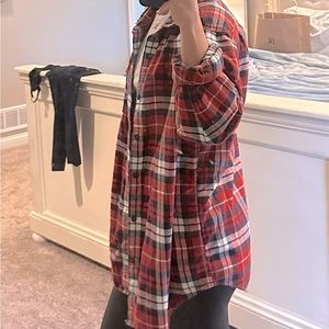 American Eagle Shacket - red, navy, white